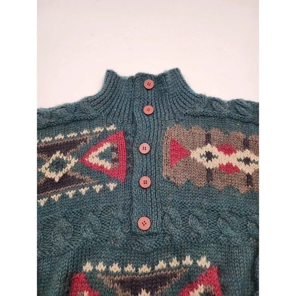 Vtg Sweater Boston Traders Wool Southwestern Pullover Fresh cosby 90s Mens Large - Picture 2 of 8